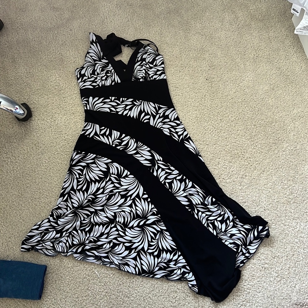 black and white asymmetrical dress